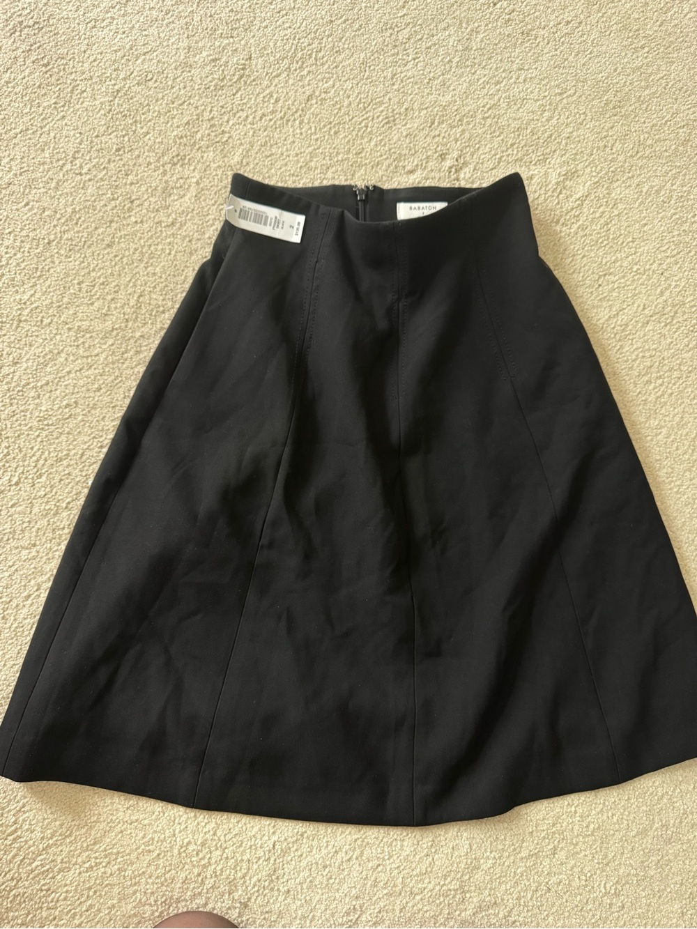 Babaton Black Midi Skirt with Front Seams